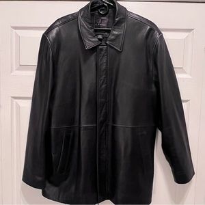 J Ferrar Man’s Black Leather Coat Genuine Lamb Skin Size M ( 39-41)